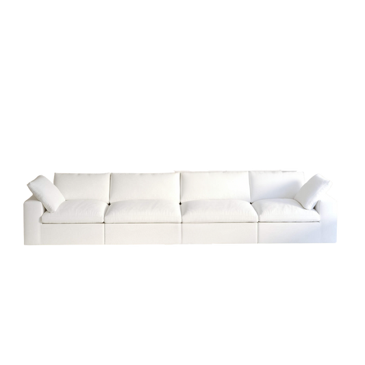 White sectional sofa on a white background