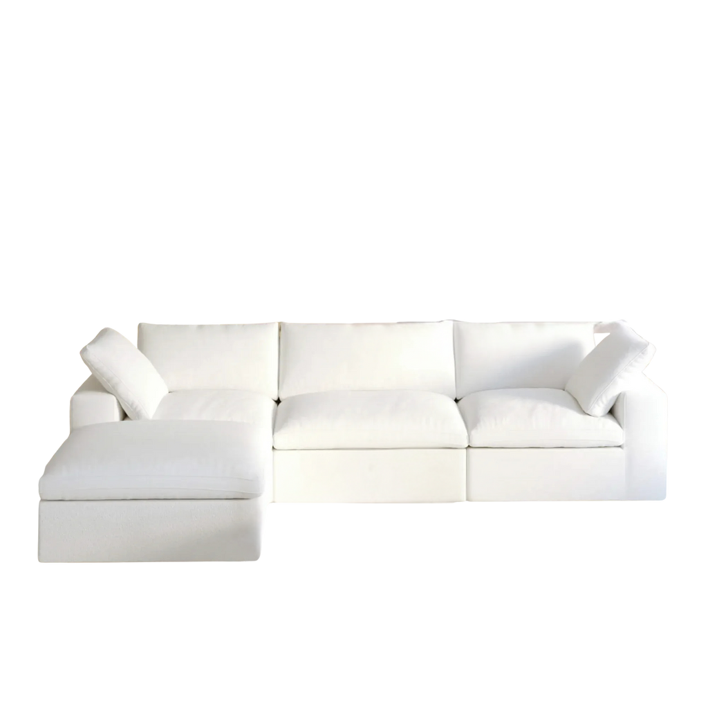White L-shaped modular sofa on a white background