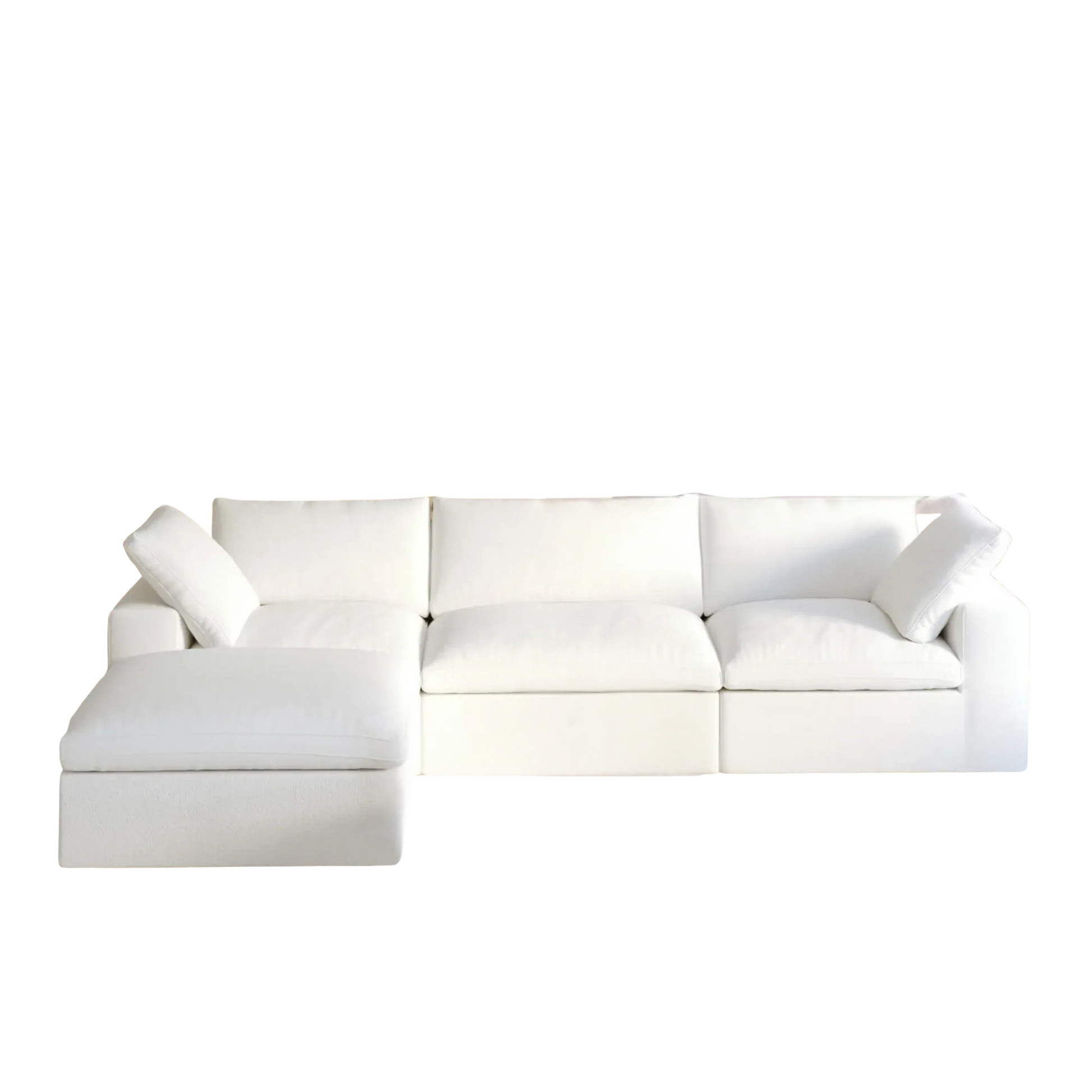 White L-shaped modular sofa on a white background