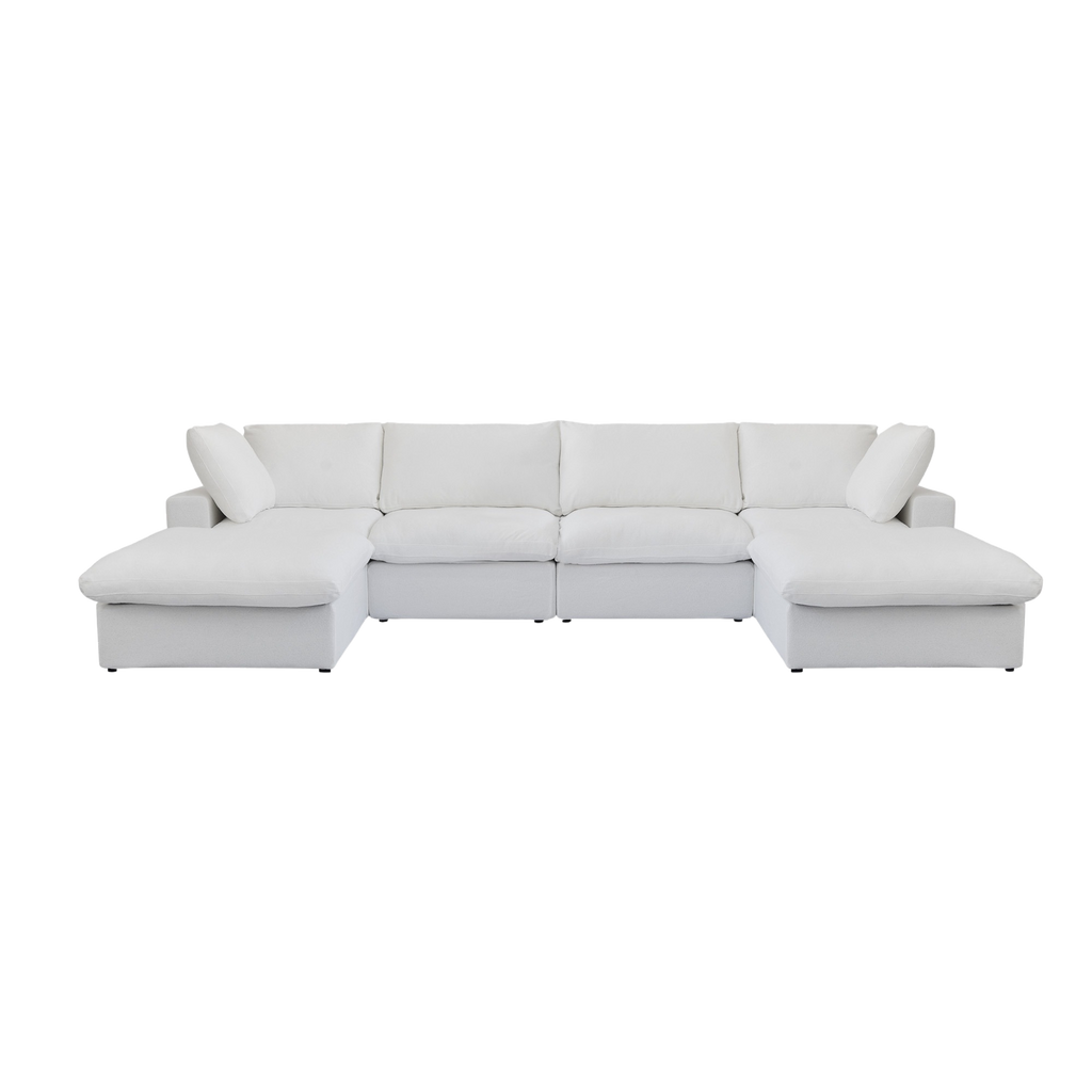 White U-shaped sectional sofa on a white background