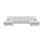 White U-shaped sectional sofa on a white background