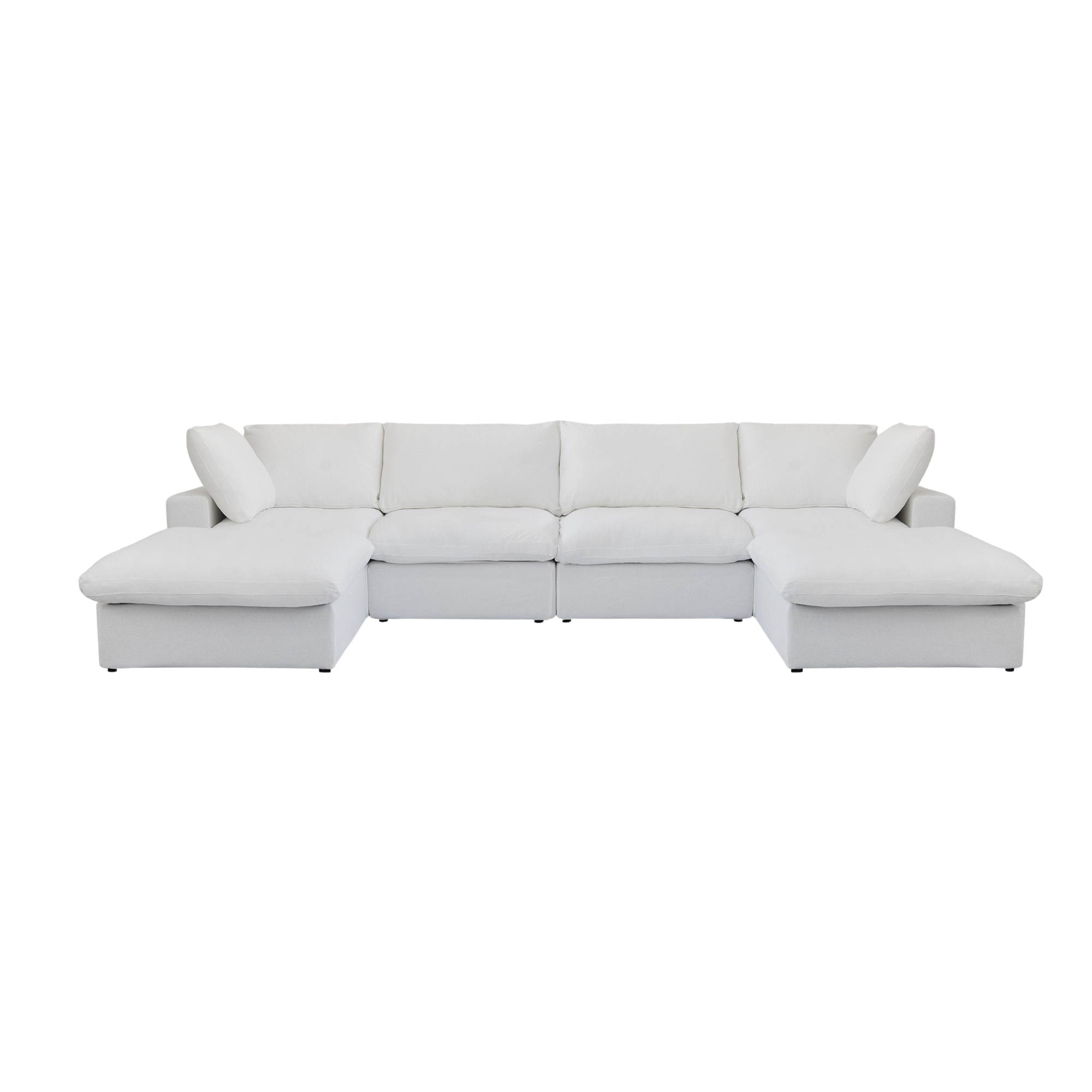 White U-shaped sectional sofa on a white background