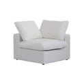 White linen right end-chair with replaceable covers for a cloud sofa, side view.