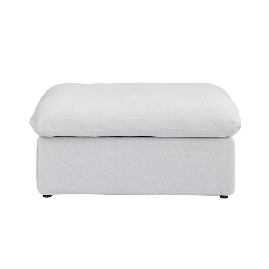 White ottoman with a hidden storage on a white background