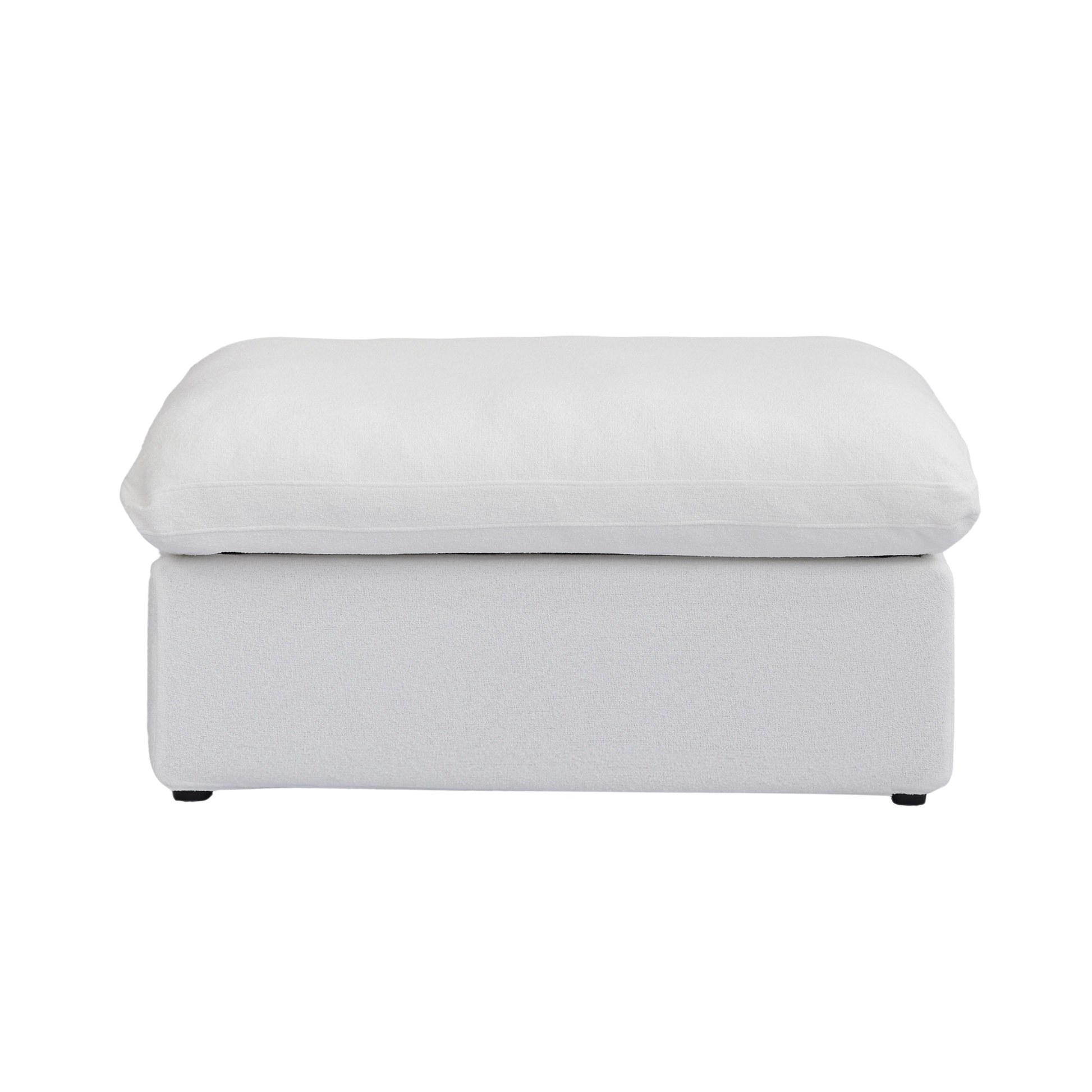 White ottoman with a hidden storage on a white background