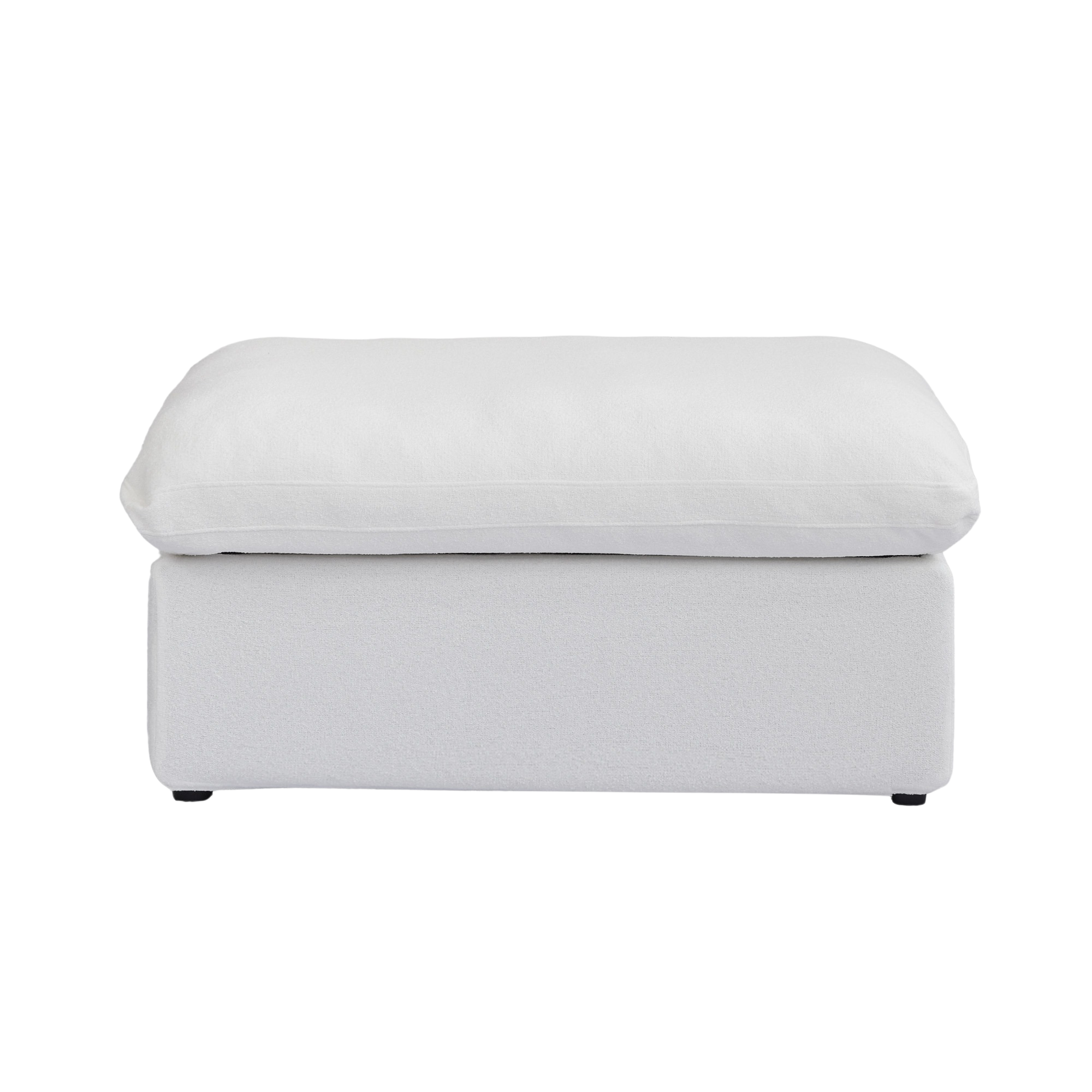 White ottoman with a hidden storage on a white background
