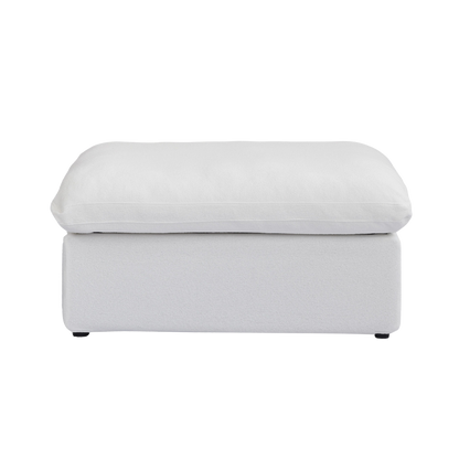 White ottoman with a hidden storage on a white background