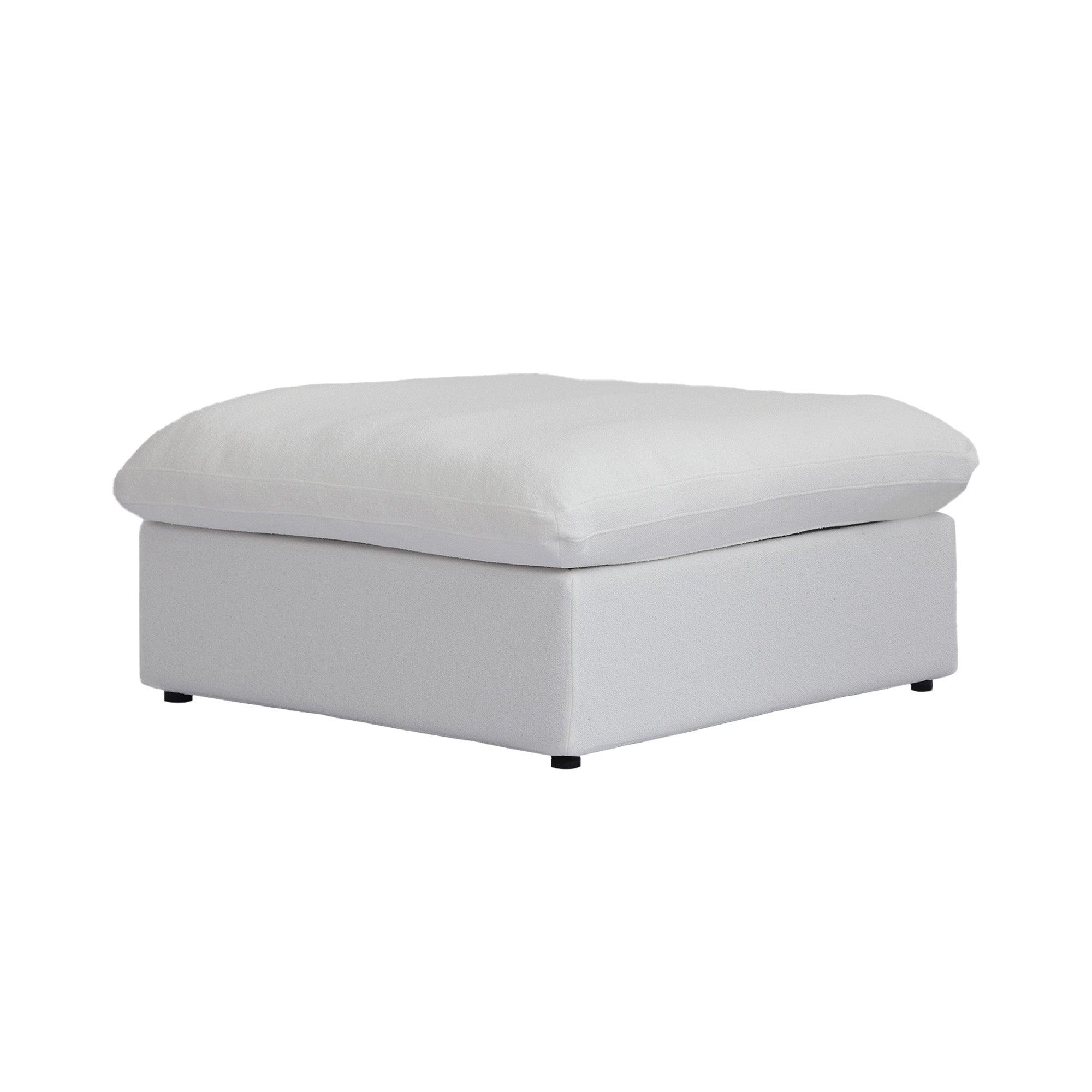 White ottoman with a hidden storage on a white background