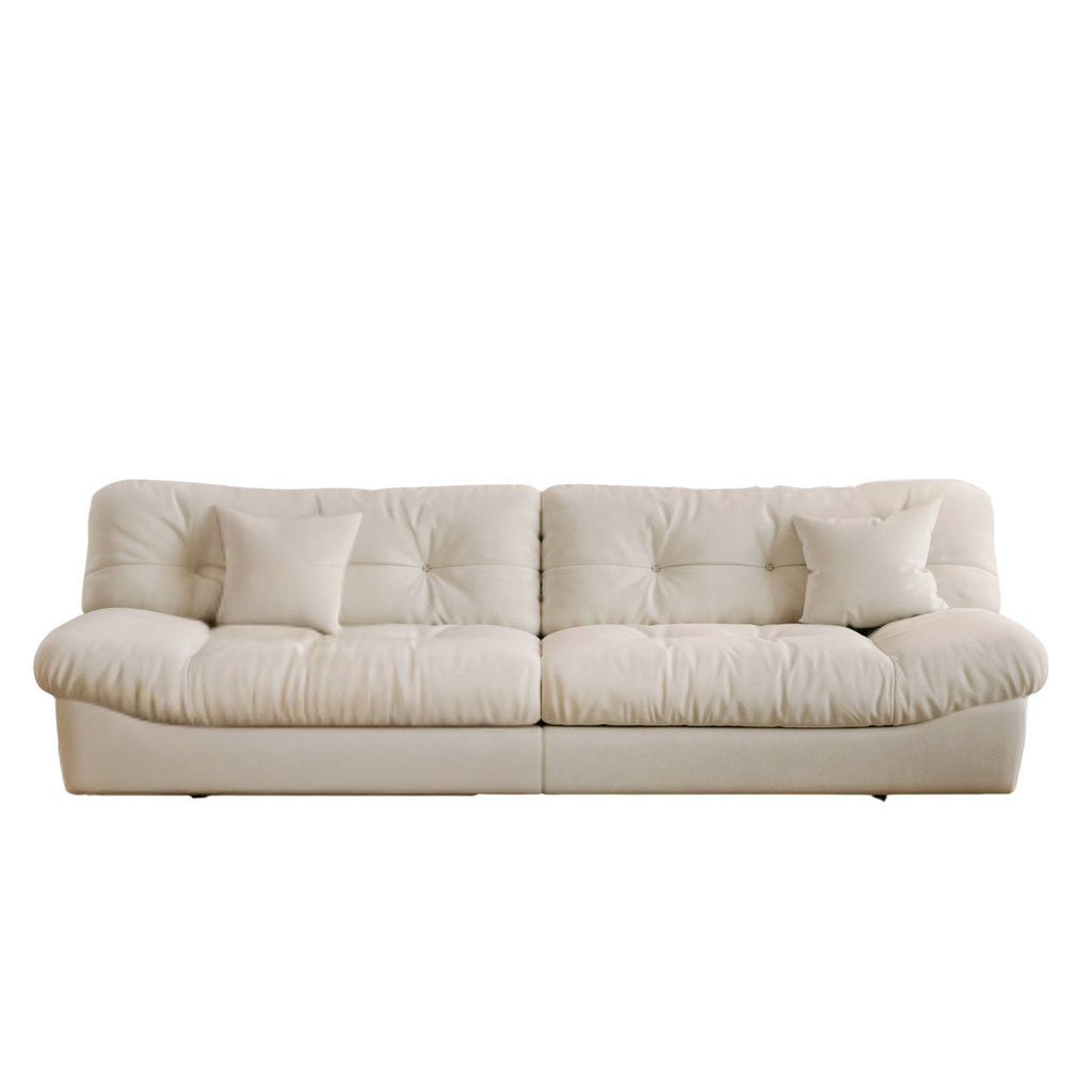 Beige 3-seater sofa on a white background
