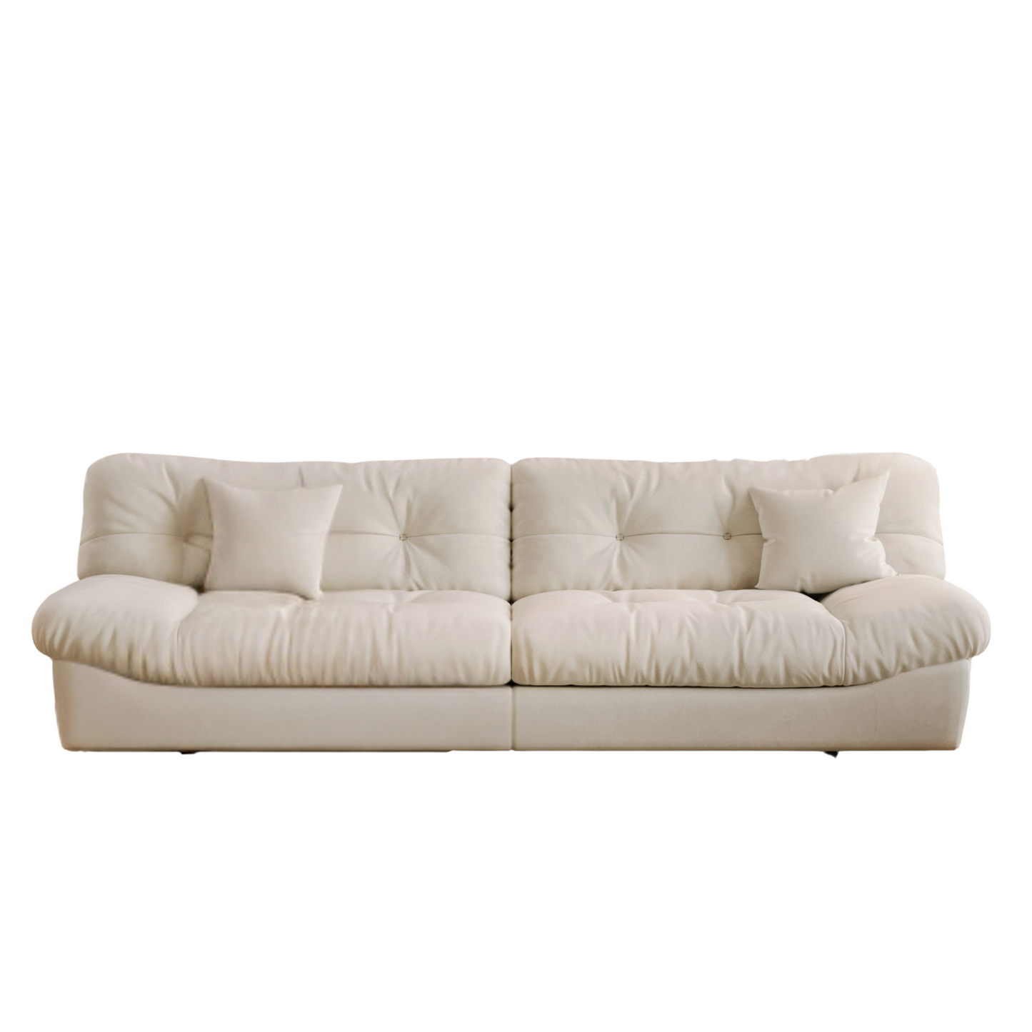 Beige 3-seater sofa on a white background