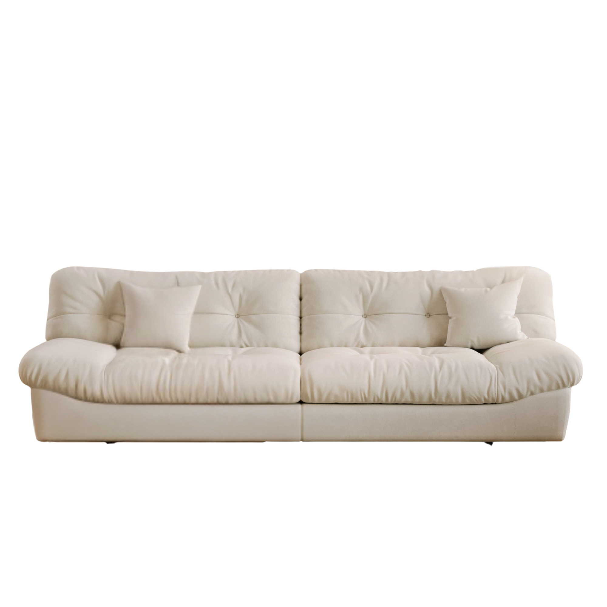 Beige 3-seater sofa on a white background