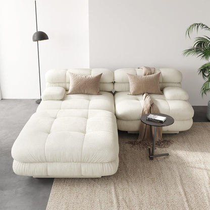 Loveseat with Ottoman Teddy Velvet Sectional Modular Sofa | Moderne - Divan Dreams