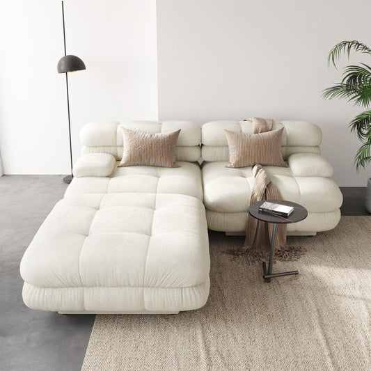 Loveseat with Ottoman Teddy Velvet Sectional Modular Sofa | Moderne - Divan Dreams