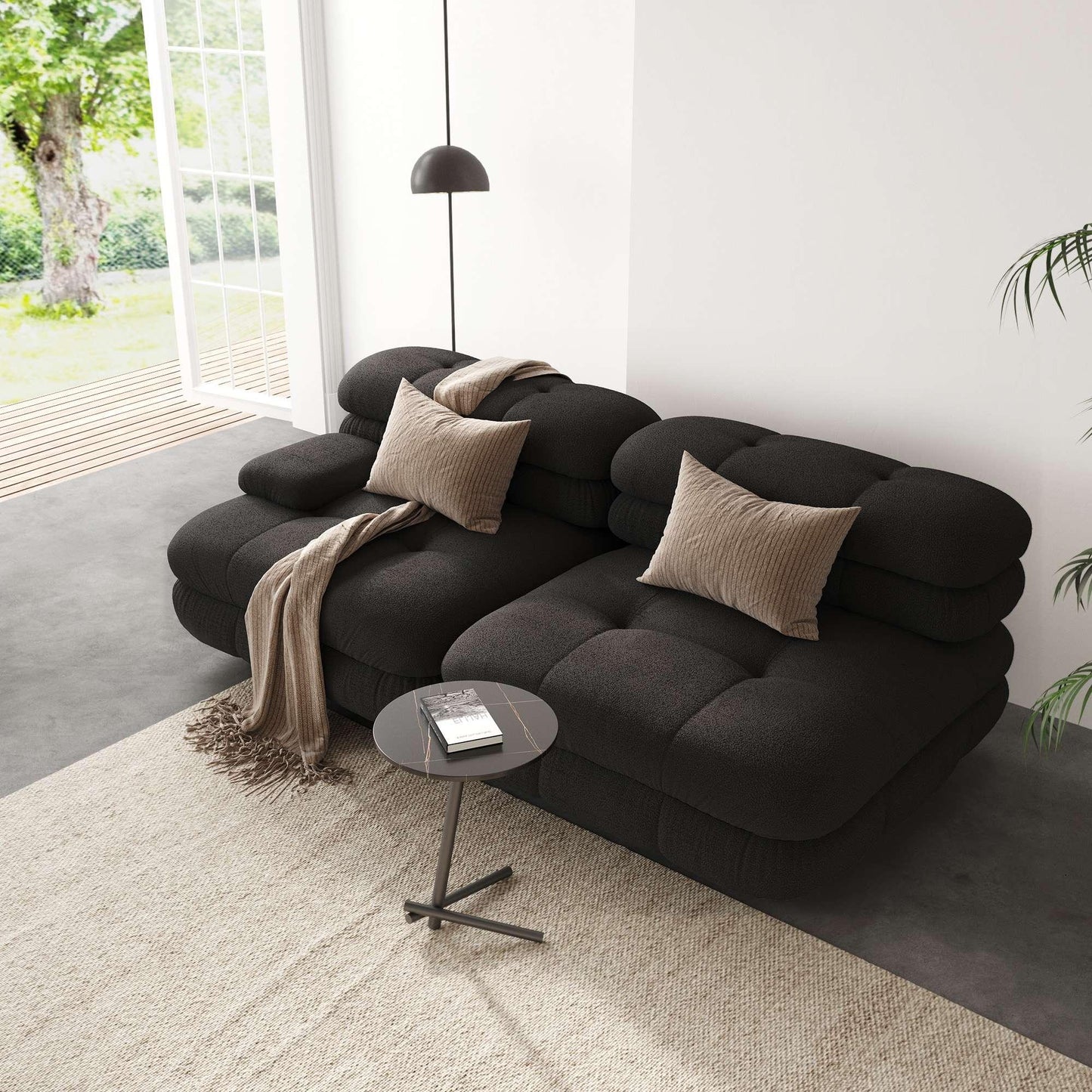 Loveseat Teddy Velvet Sectional Modular Sofa | Moderne - Divan Dreams