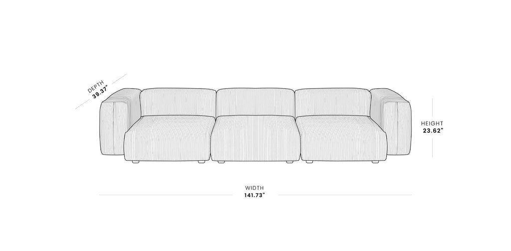 Modular Washable Oversized 3-Seater in Brown