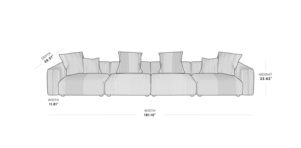 Modular Washable Oversized 4-Seater in Brown