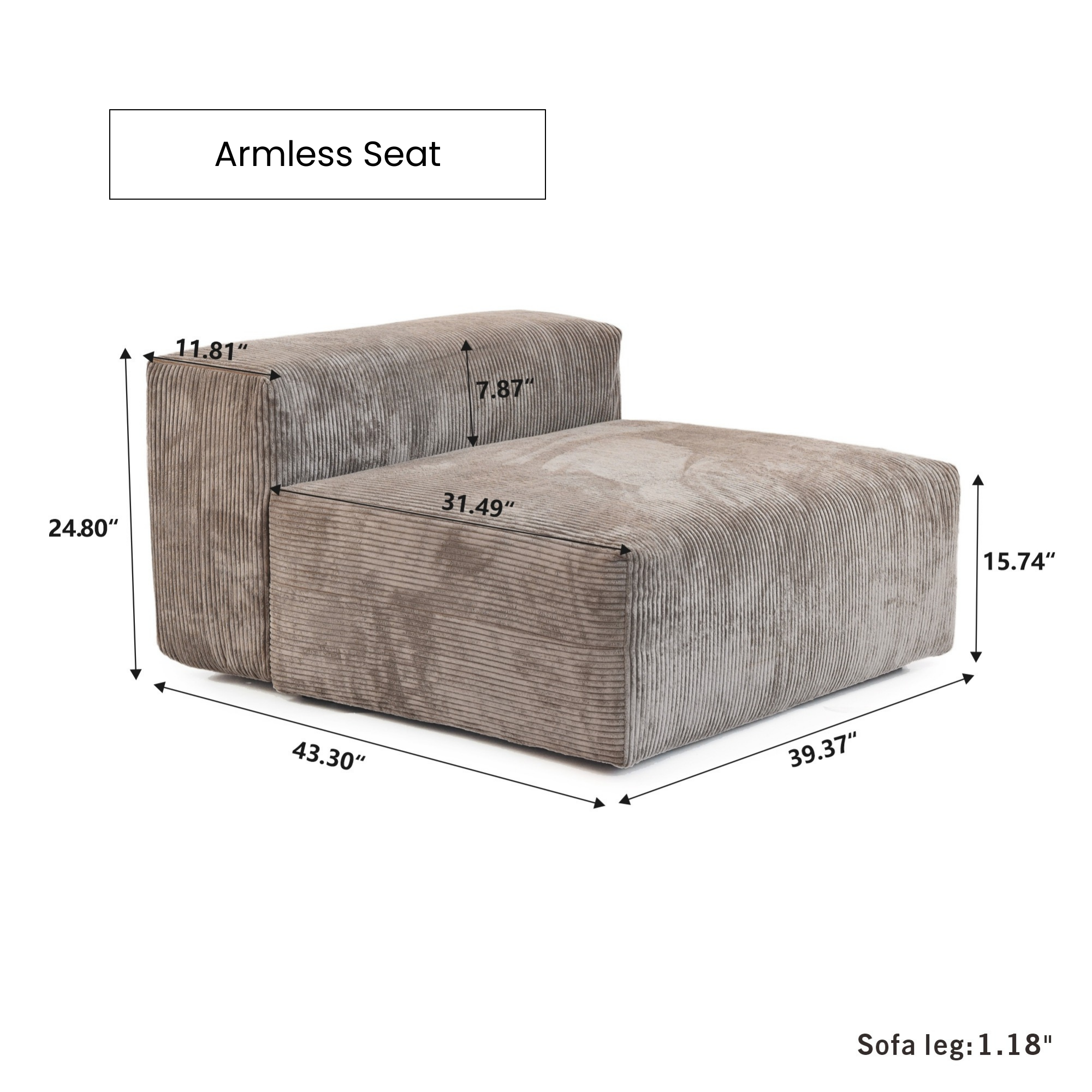 Cover Set - Armless Seat | Corduroy