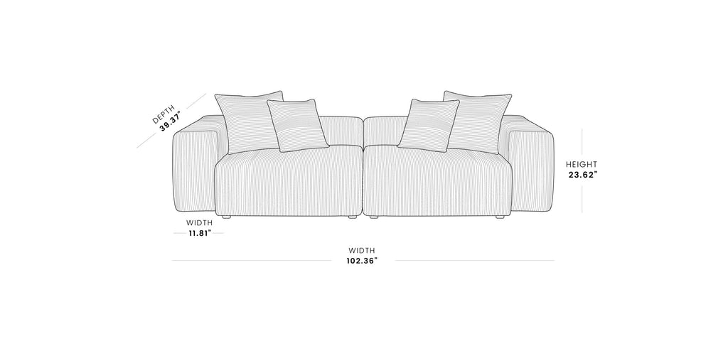 Modular Washable Oversized 2-Seater in Brown