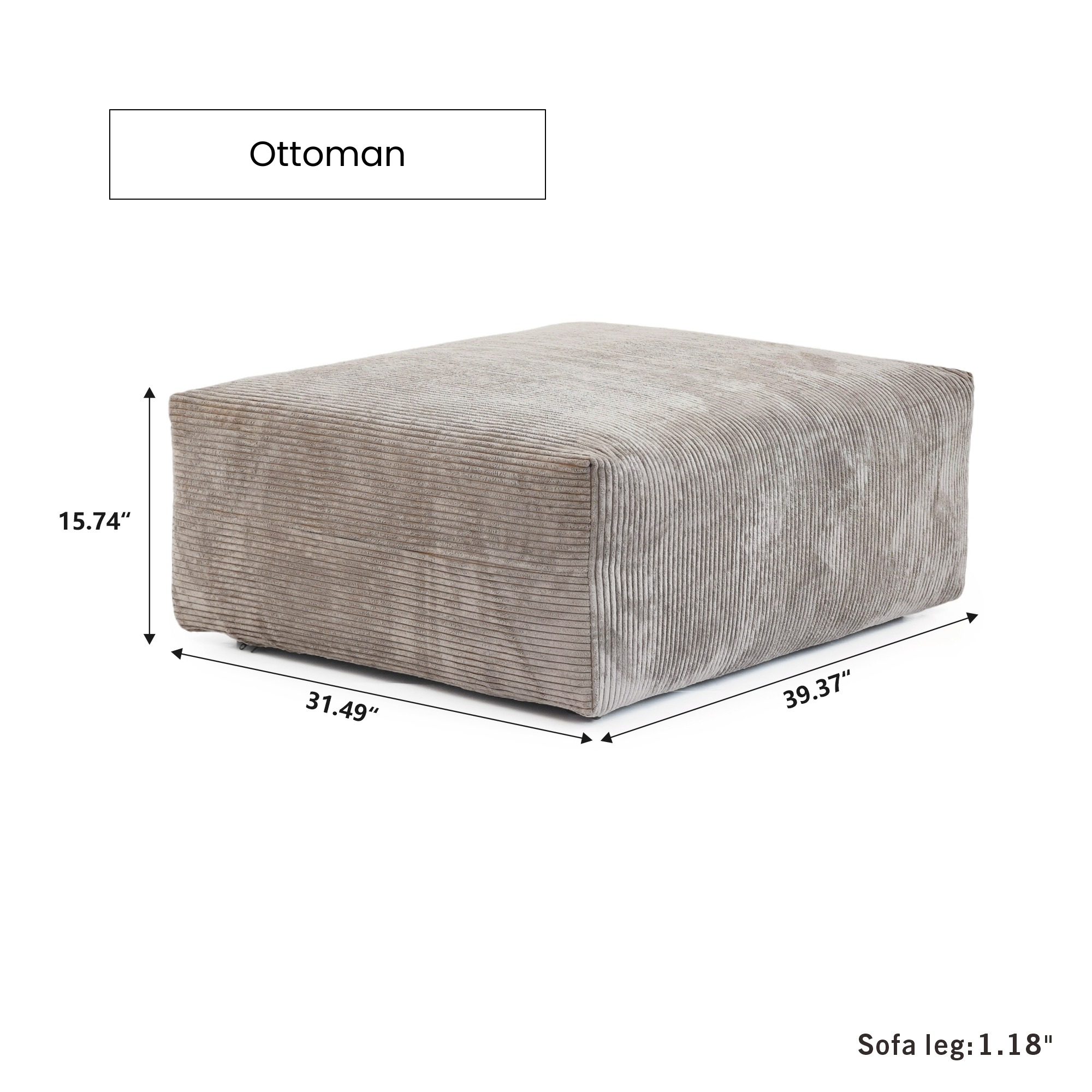 Cover Set - Ottoman Seat | Corduroy