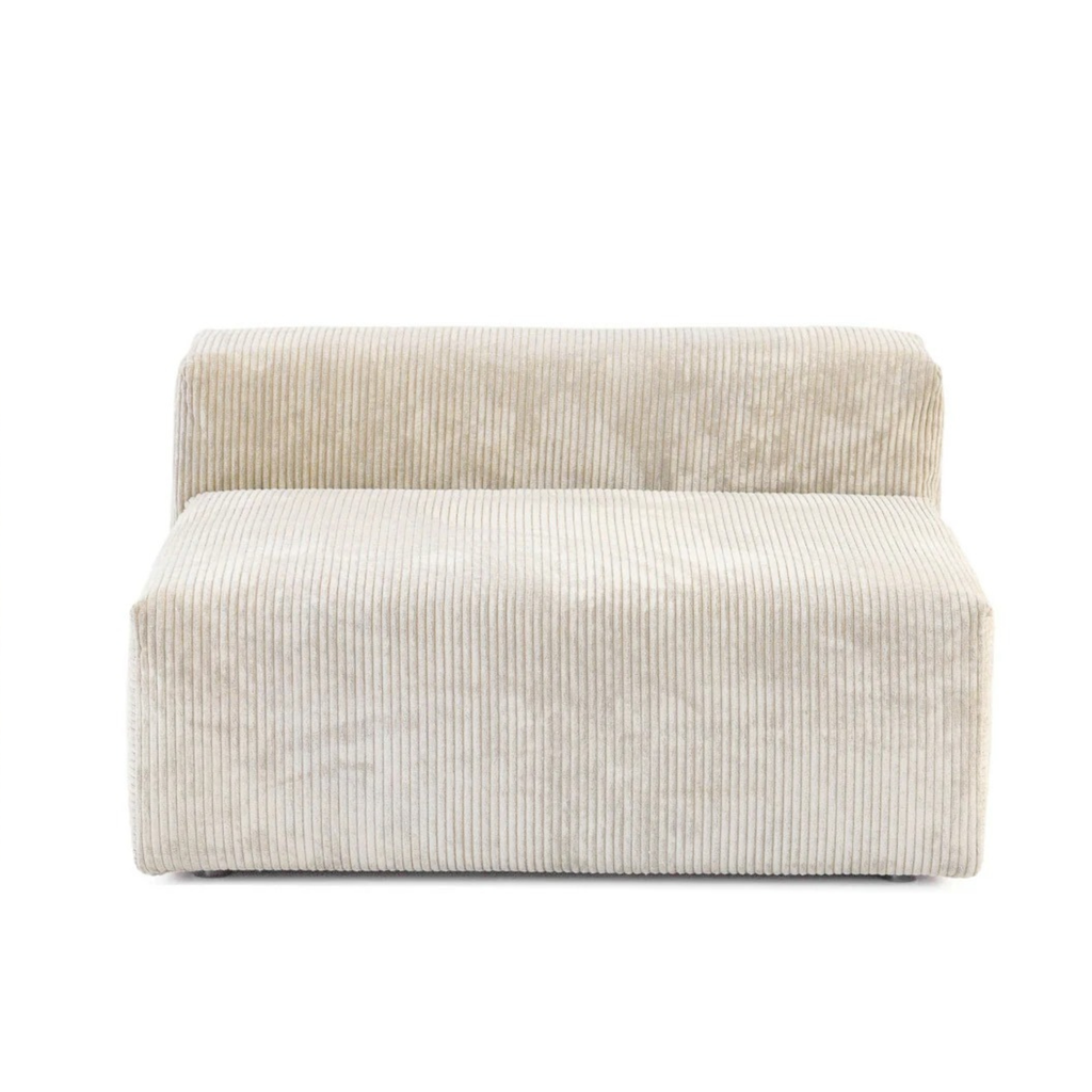 Beige corduroy armless sectional module