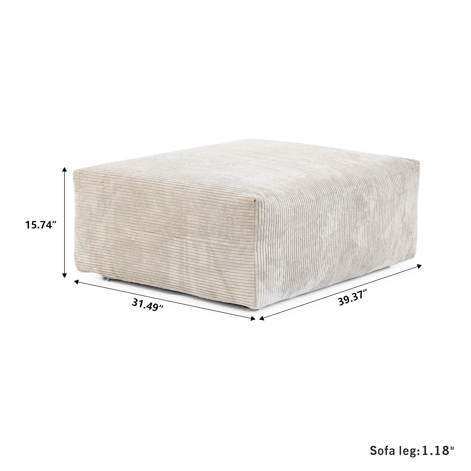 Modular Washable Oversized Ottoman in Beige