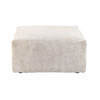 Beige corduroy ottoman on a white background