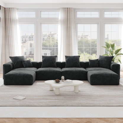 U-Shaped Corduroy Sectional Sofa | Teddy - Divan Dreams