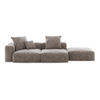 Brown 3-seat lounger sofa with cushions on a white background