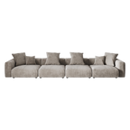 Brown 4-seat sectional sofa with multiple cushions on a white background