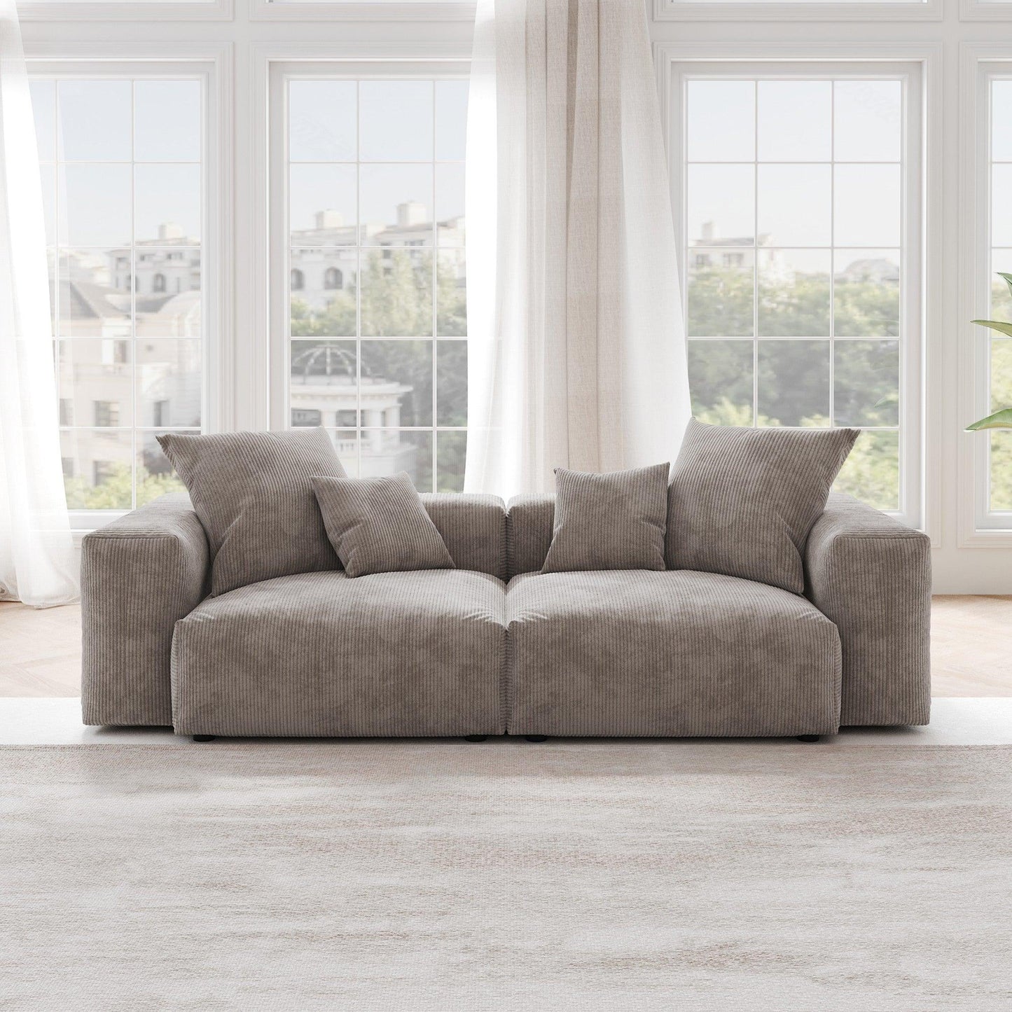 Loveseat Corduroy Sectional Sofa | Teddy - Divan Dreams