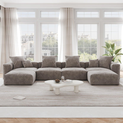 U-Shaped Corduroy Sectional Sofa | Teddy - Divan Dreams