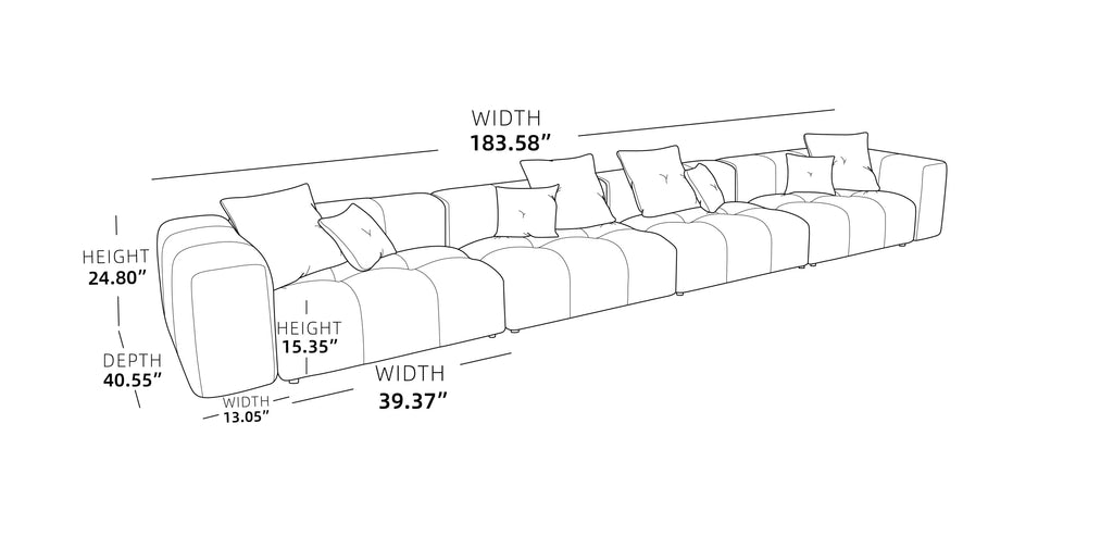 Modular Oversized Tufted 4-Seater in White