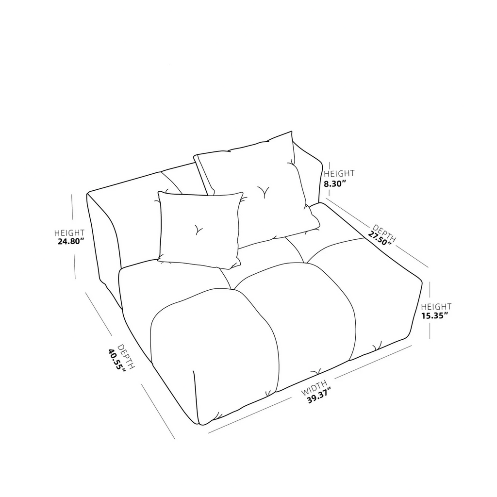 Modular Oversized Tufted Armless Chair in White