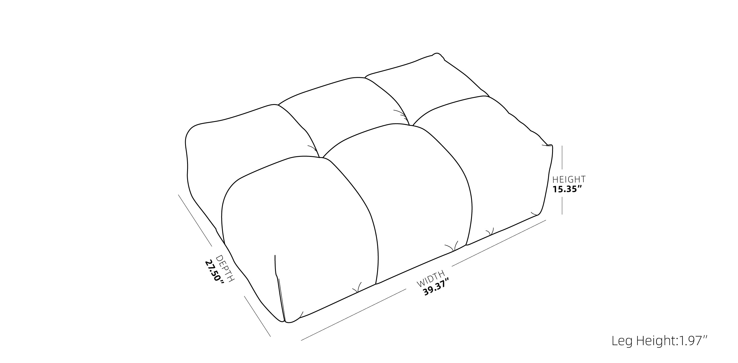 Image of dimensions for ottoman of Strata Modular collection