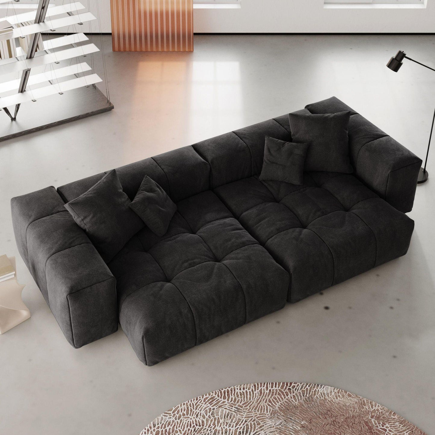 Loveseat with Armrest Cotton Linen Modular Sectional Sofa | Strata Modular - Divan Dreams