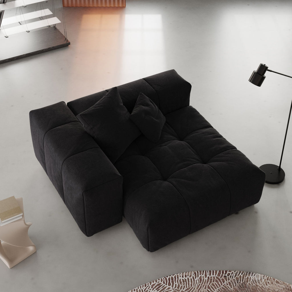 Modular Oversized Tufted Deep End Chair - Right in Black
