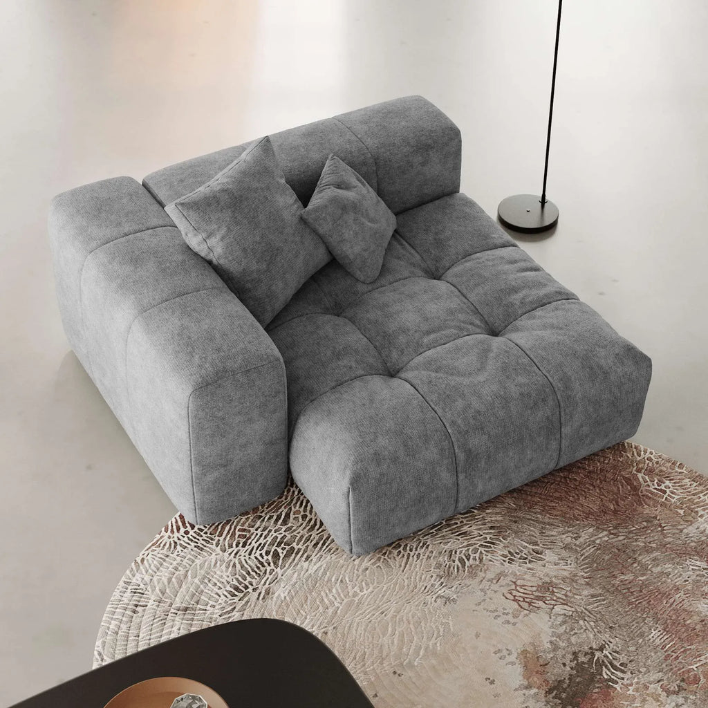 Modular Oversized Tufted Deep End Chair - Right in Gray