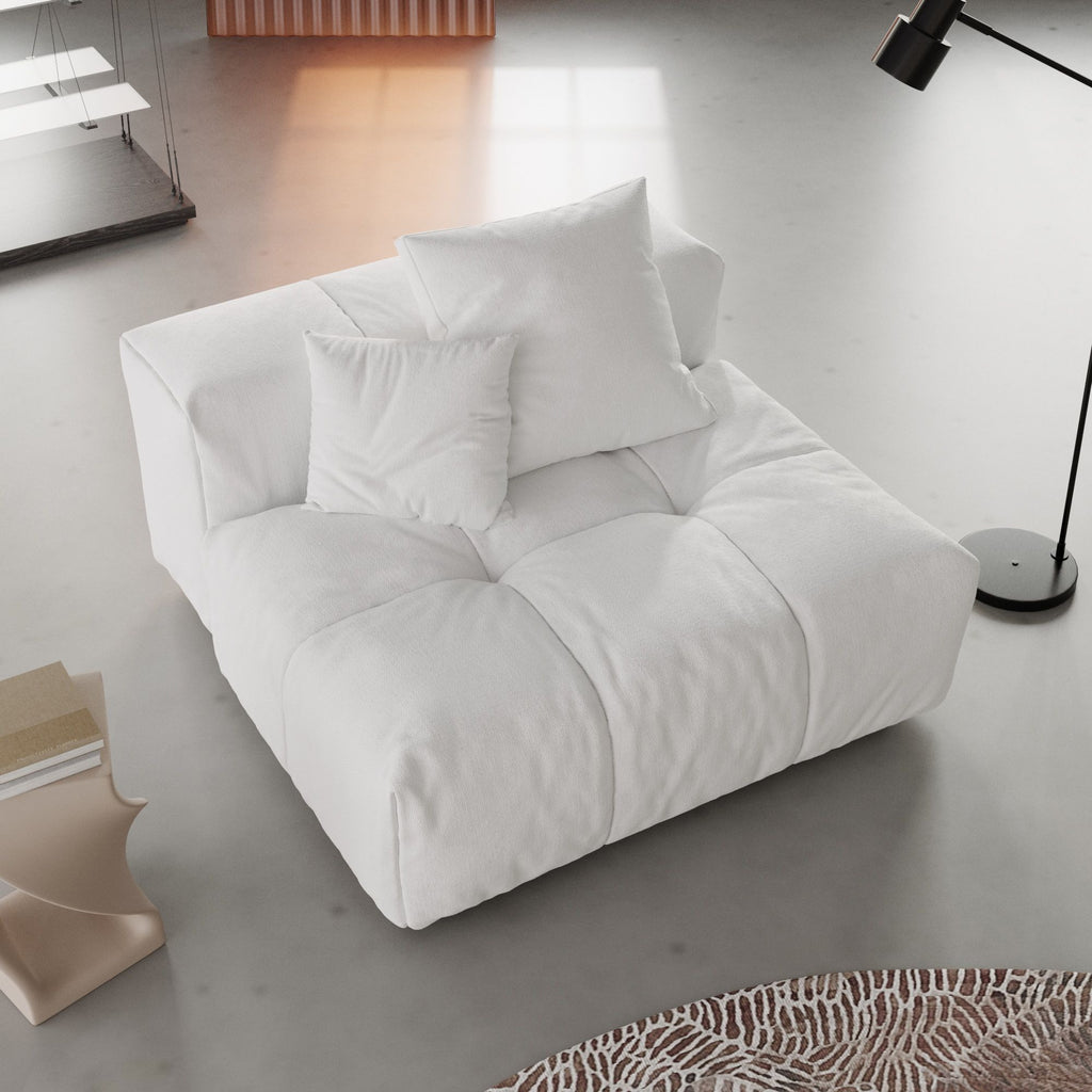 Modular Oversized Tufted Armless Chair in White