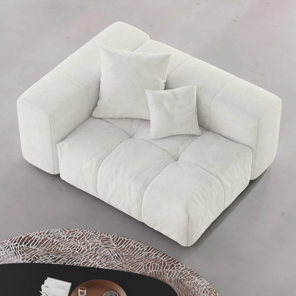 Modular Oversized Tufted End Chair - Right in White