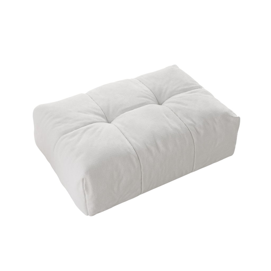 Rectangular white ottoman on a white background