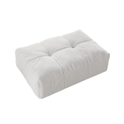 Rectangular white ottoman on a white background
