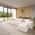 5-Seater Modular L-Shaped Sectional with Chaise in Plush Velvet