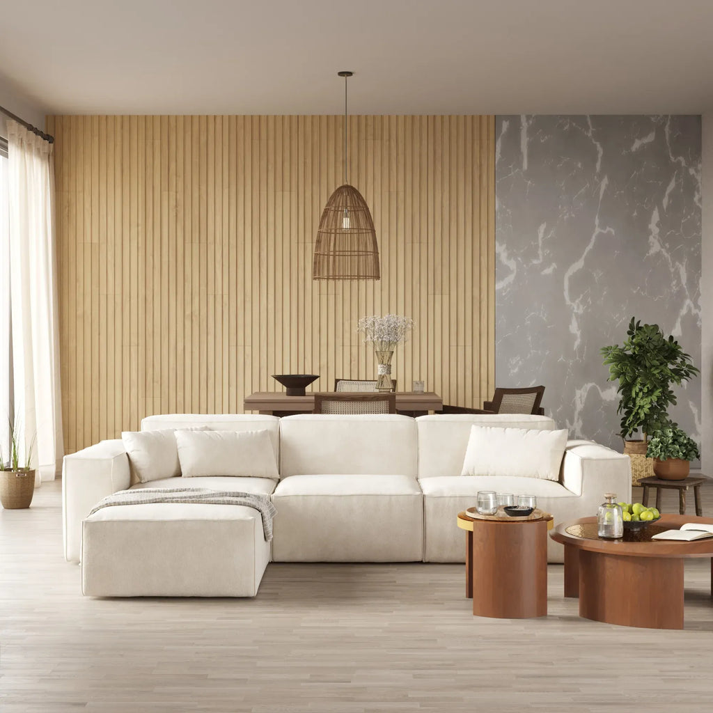 4-Seater Modular L-Shaped Sectional in Plush Velvet