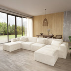 6-Seater Modular U-Shaped Sectional with Double Chaise in Plush Velvet