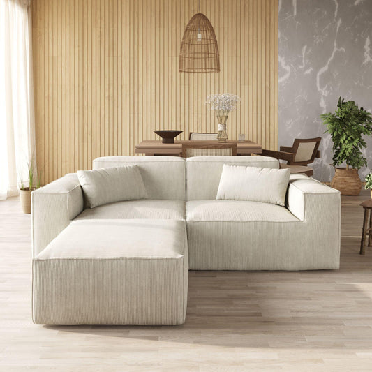 Loveseat with Ottoman Corduroy Sectional Sofa | Wendy - Divan Dreams