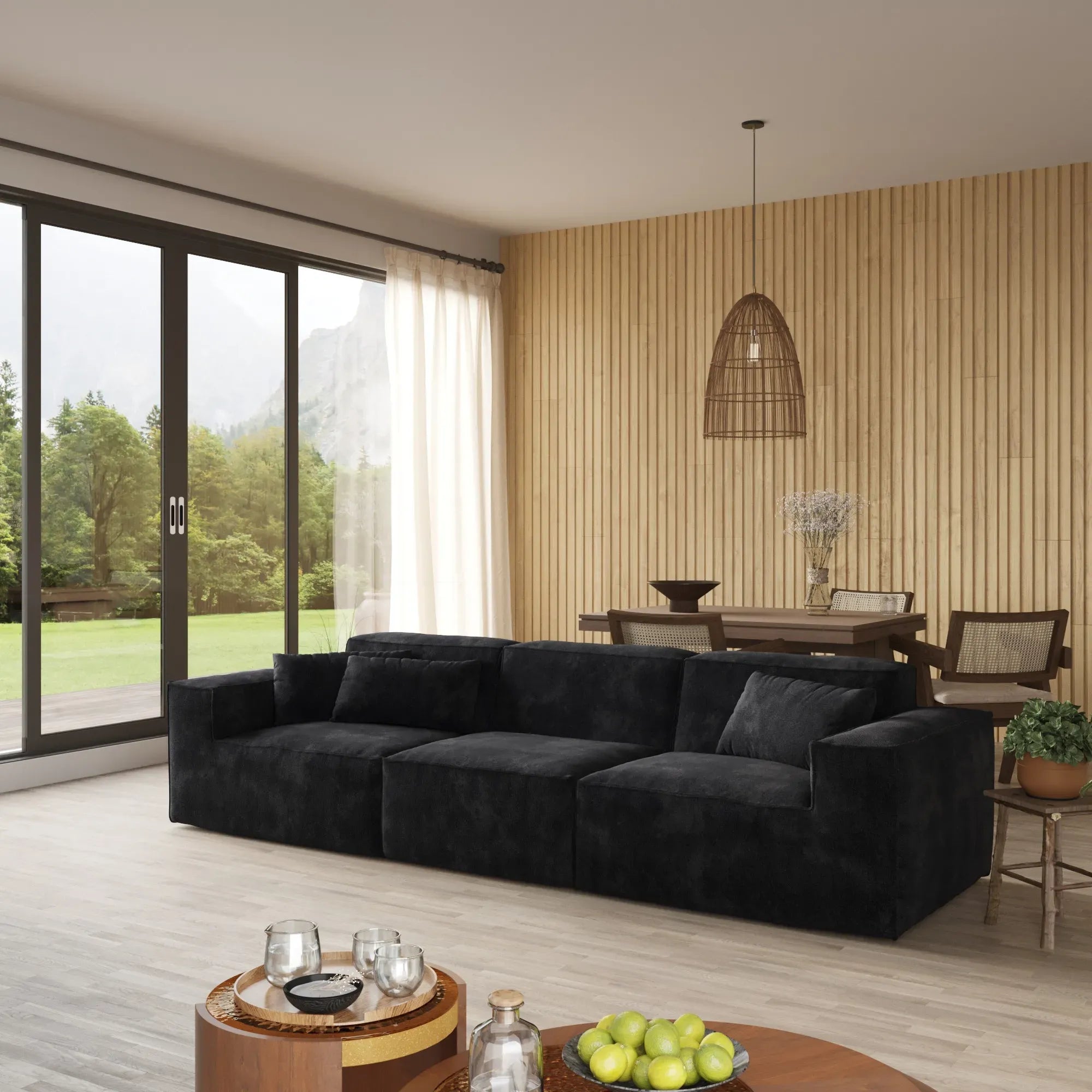 3-Seater Modular Sofa in Plush Velvet