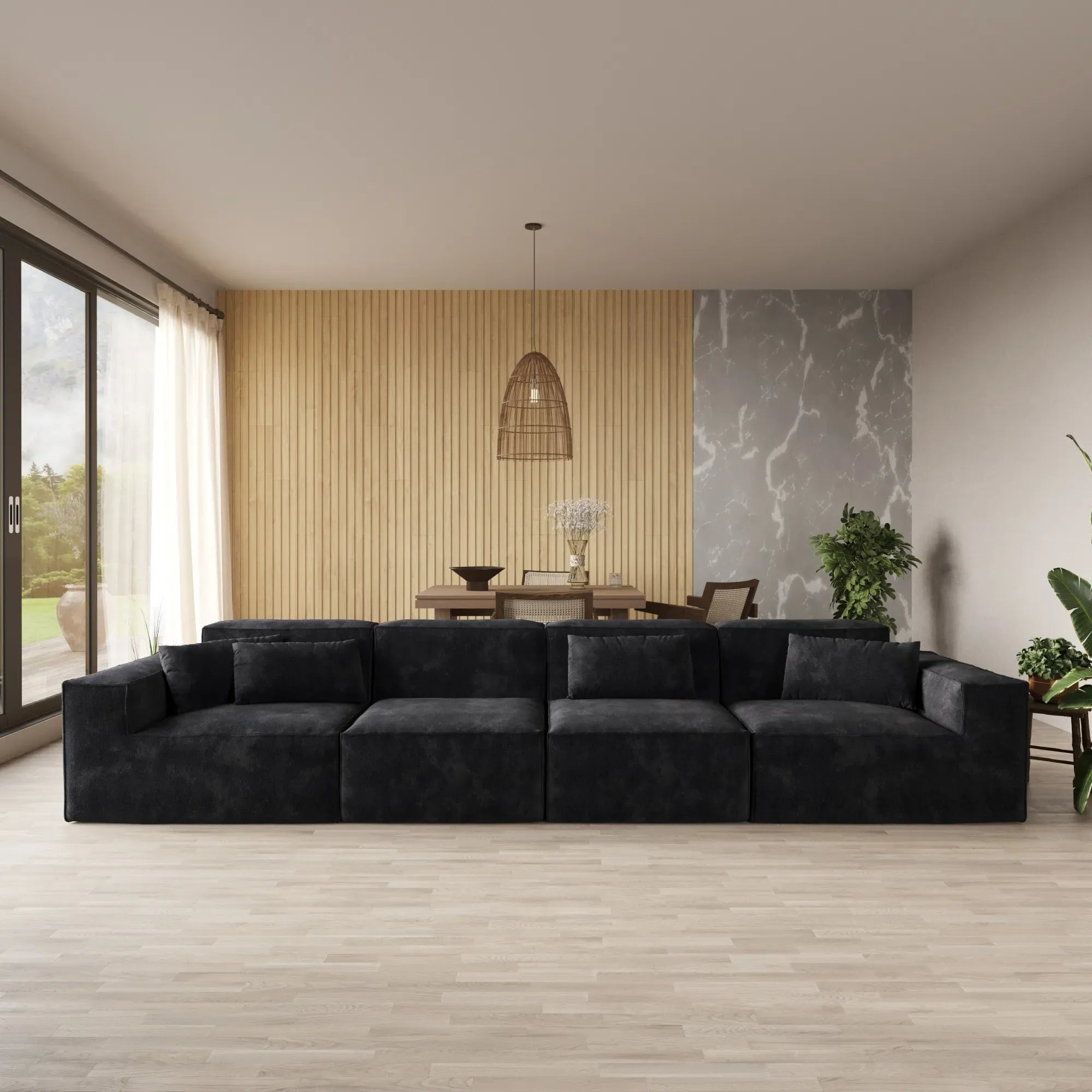 4-Seater Modular Sofa in Plush Velvet