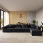 5-Seater Modular L-Shaped Sectional with Chaise in Plush Velvet