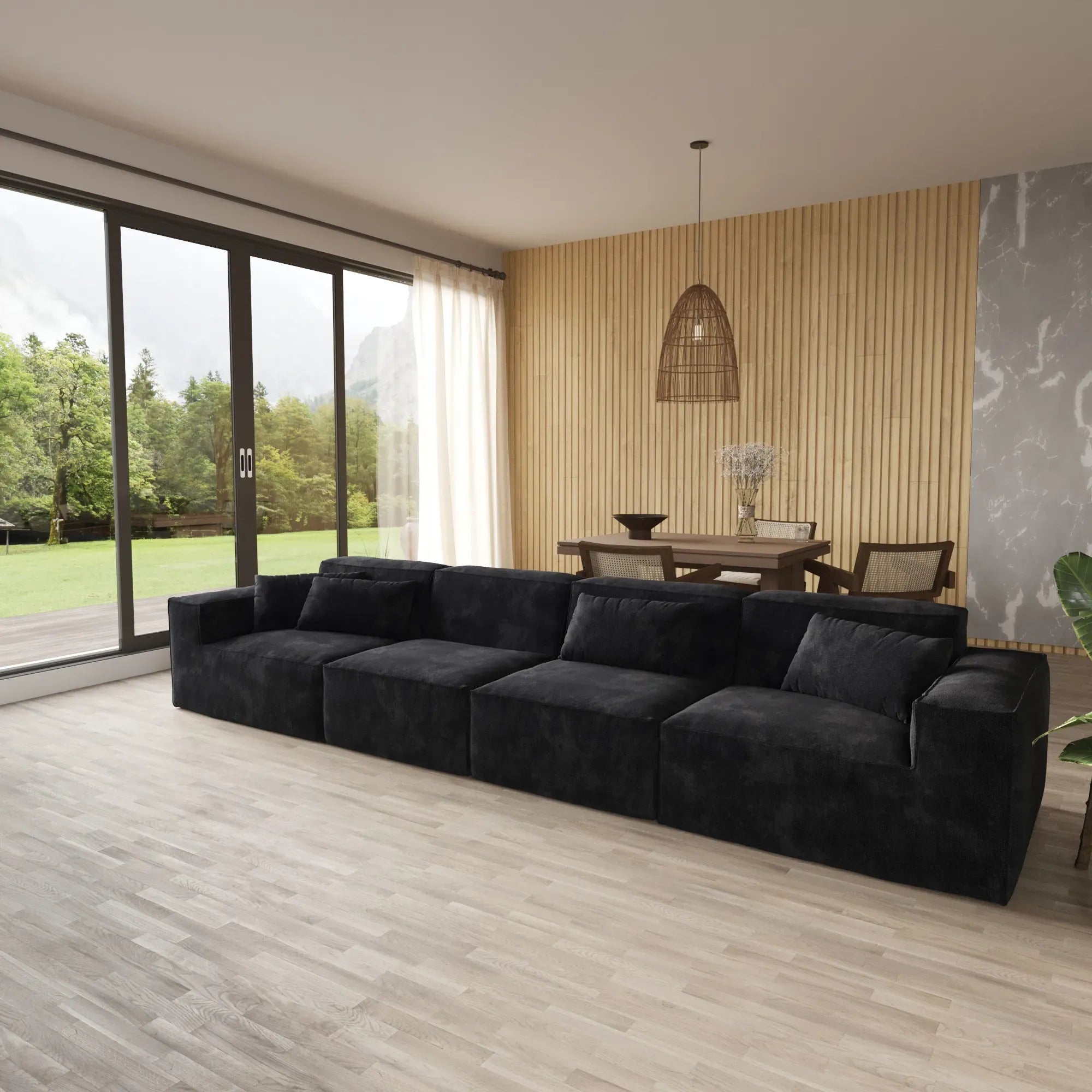 4-Seater Modular Sofa in Plush Velvet