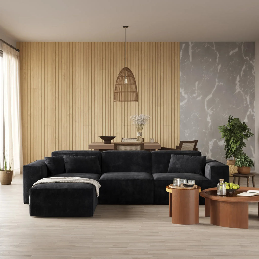4-Seater Modular L-Shaped Sectional in Plush Velvet